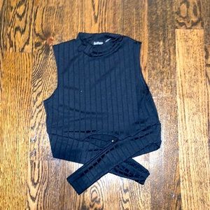 Black high neck crop top